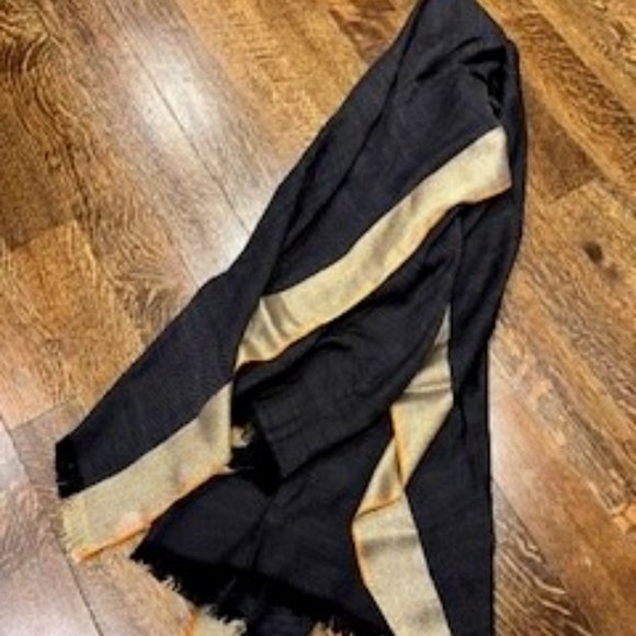 India Hicks Queen's Highway Scarf/Wrap - Graphite/Gold/Orange - Picture 5 of 6
